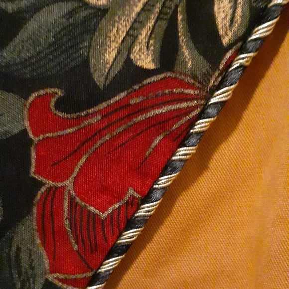 Vintage 80's 2 Piece Floral Skirt and Goldenrod with Trim Blazer Suit Set - 10 - Picture 6 of 11